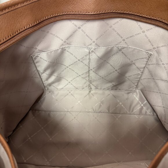 Michael Kors Leather Signature Tote Bag SADDLE BROWN color used ONE TIME -- EUC - Picture 9 of 13